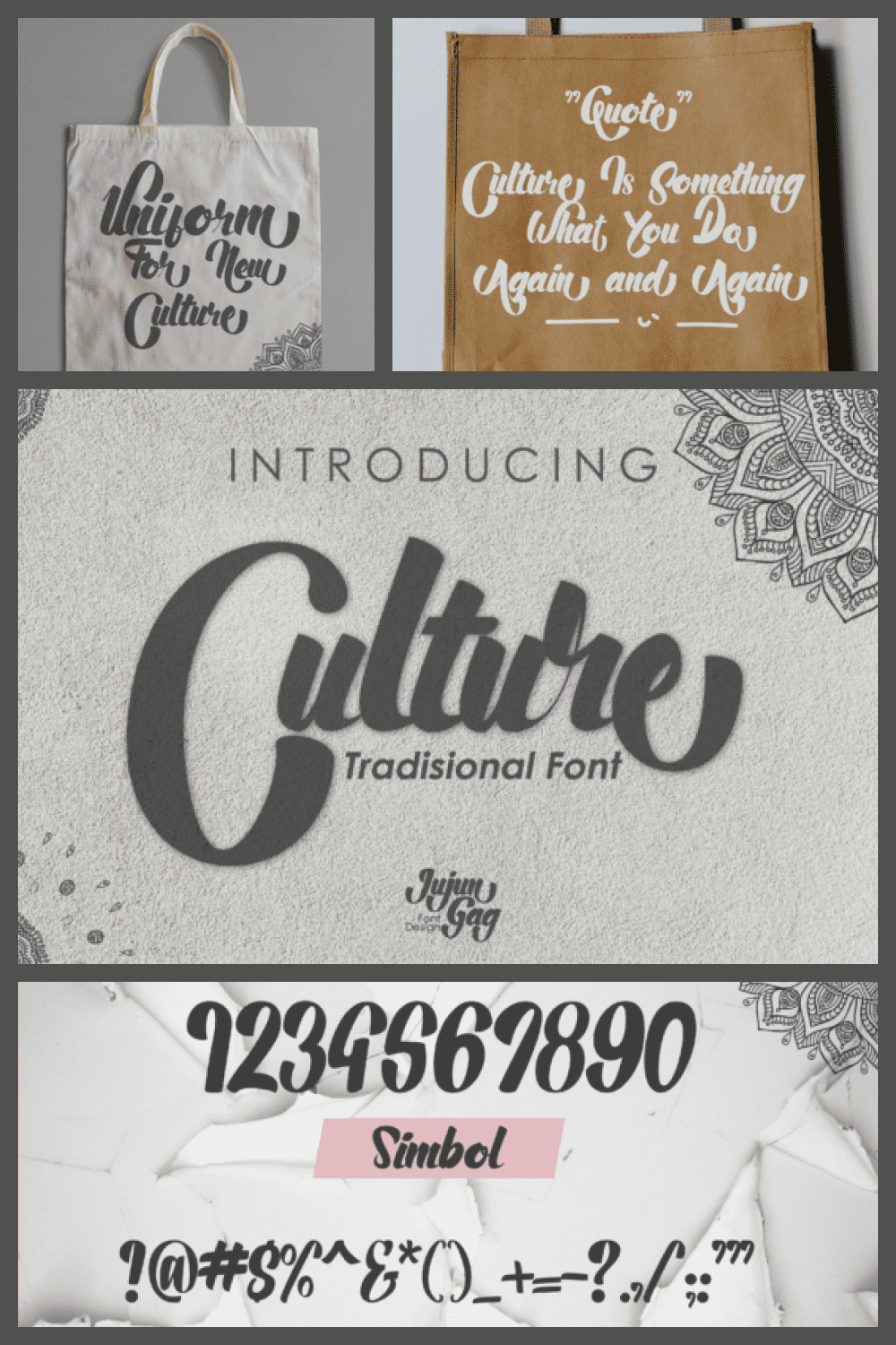 Culture Bold Script Font - MasterBundles - Pinterest Collage Image.
