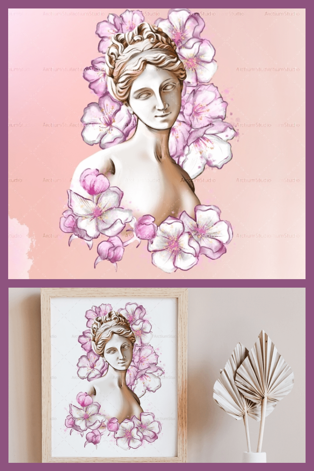 93 Aphrodite in Flowers Clipart Digital Download