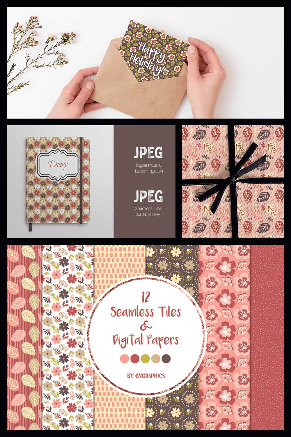 97 Flowers Leaves and Spots Seamless Tiles and Digital Papers