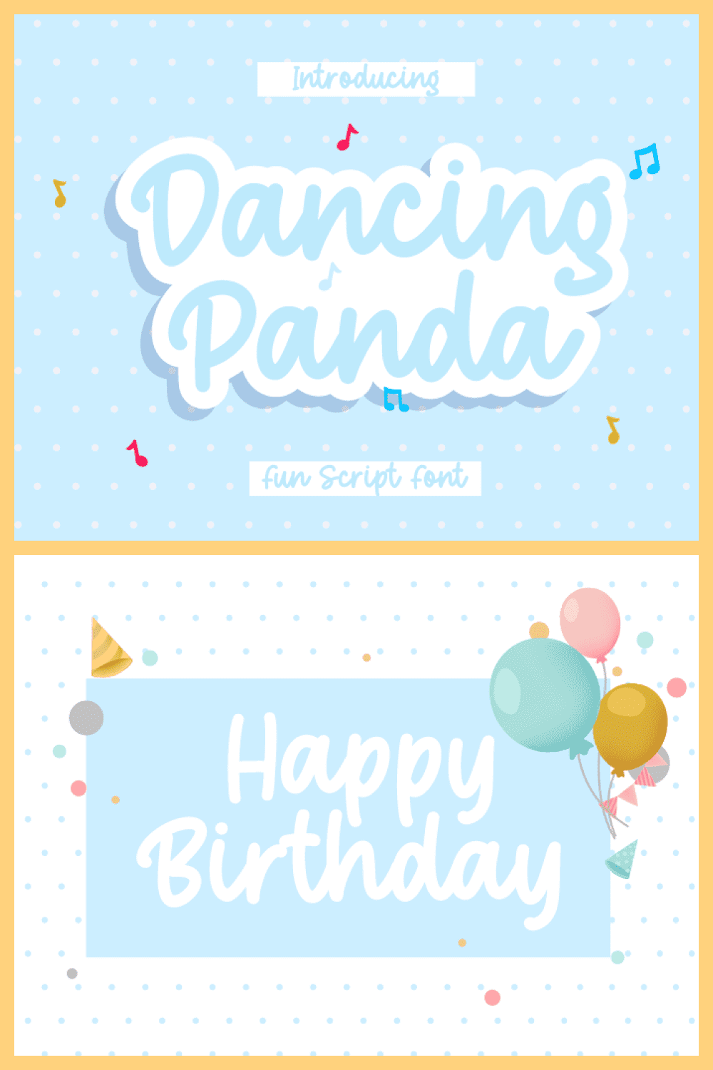 Dancing Panda a Fun Script Font - MasterBundles - Pinterest Collage Image.