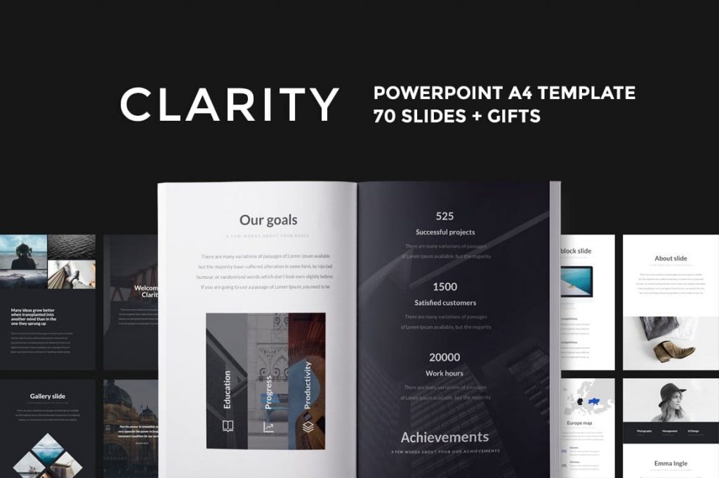 Cover of the Clarity Vertical PowerPoint Template.