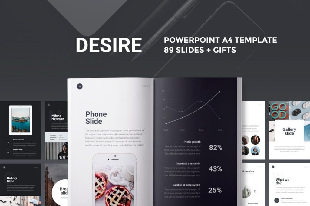 Cover A4 Desire PowerPoint Template.