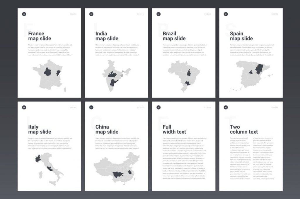 Country Map Slides A4 Desire PowerPoint Template.