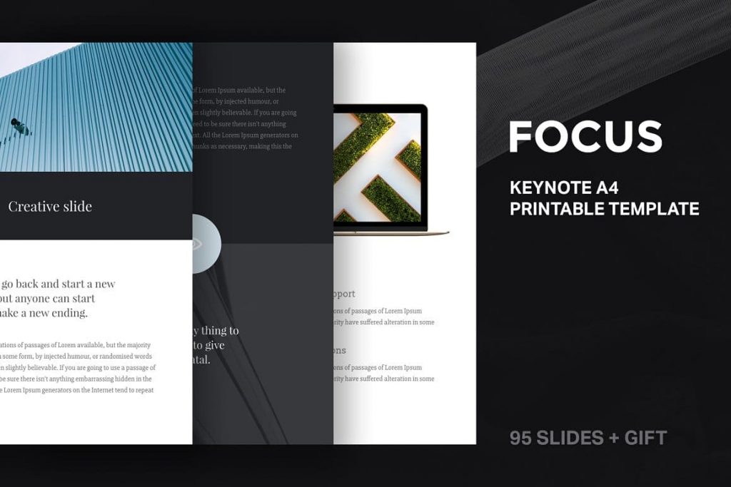 Cover Focus A4 Vertical Keynote Template.