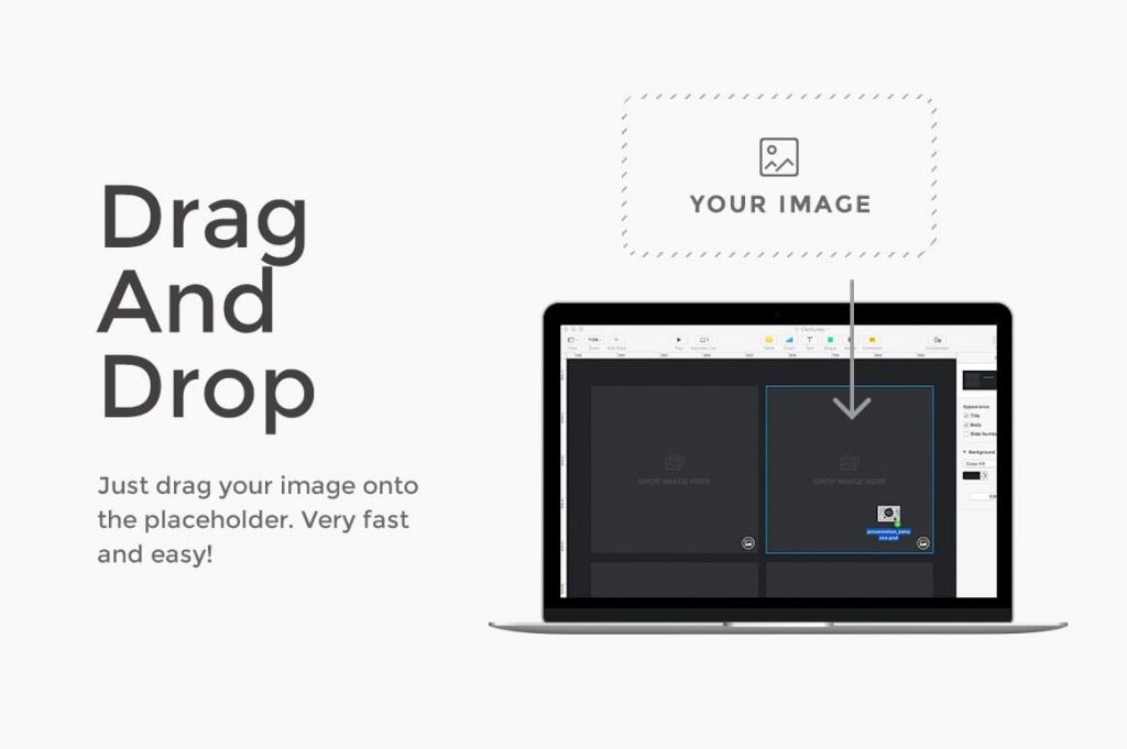 Drag and Drop Function for Focus A4 Vertical Keynote Template.