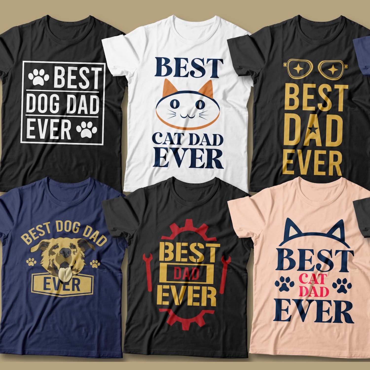 Best Dad Ever T-Shirt Designs preview image.