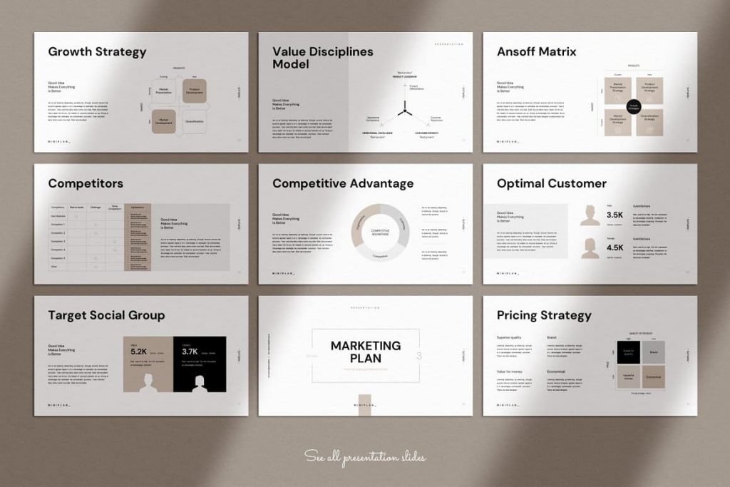 Slides Competitive Advantage Business Plan PowerPoint Template.