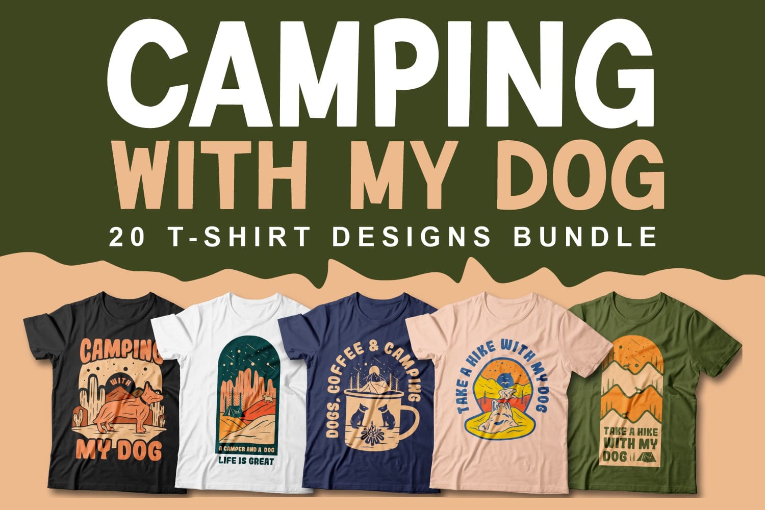 Camping with My Dog Cover image for T-shirts design.