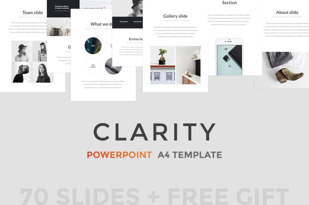 Vertical A4 slides Clarity PowerPoint Template.