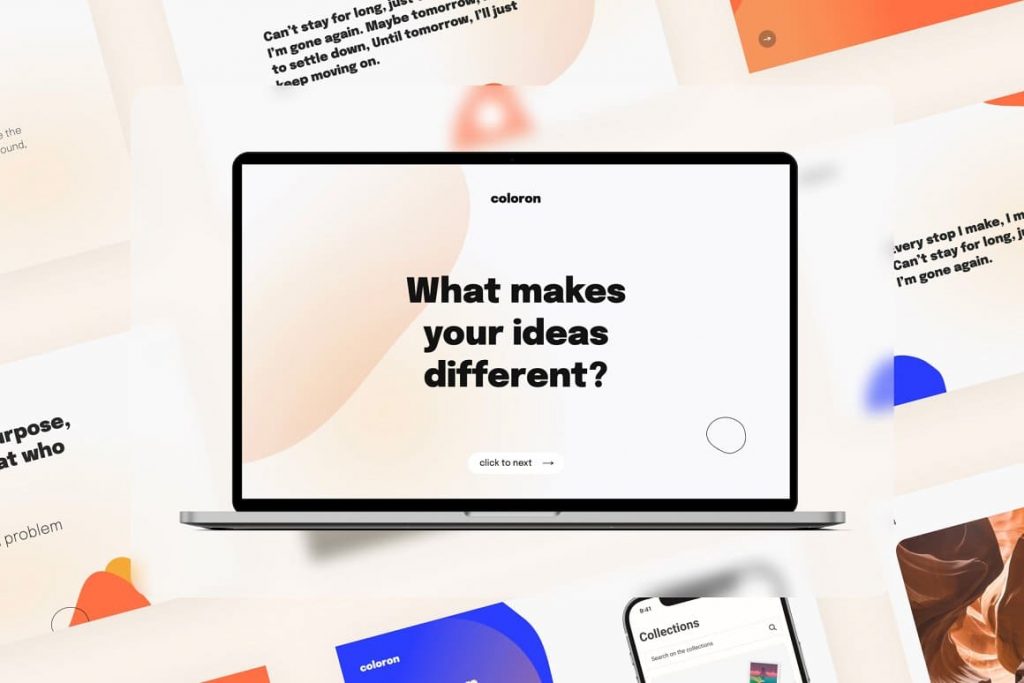 Mockup notebook Coloron Creative PowerPoint Template.