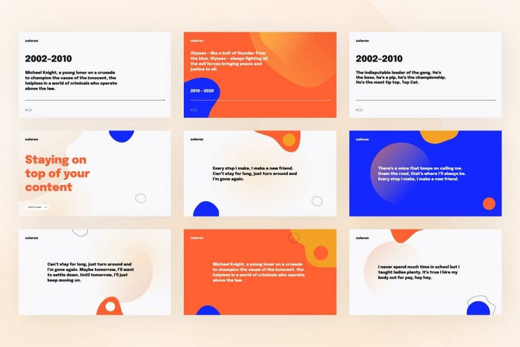 Fully animated slides Coloron Creative PowerPoint Template.
