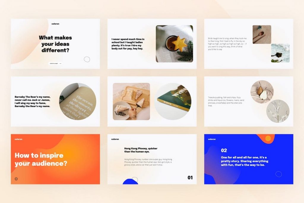 Coloron Creative PowerPoint Template slides preview.
