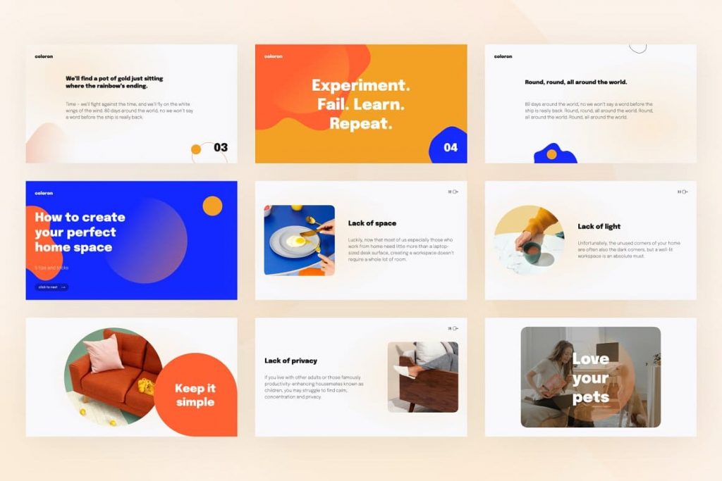 Coloron Creative PowerPoint Template Easy and fully editable slides.