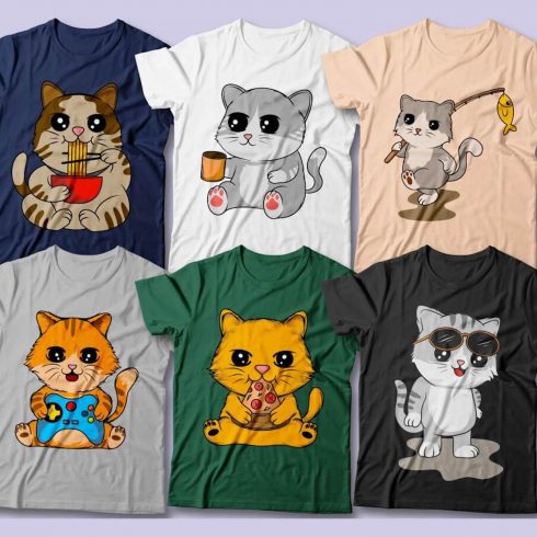 Cute Cats T-Shirt Designs cover image.