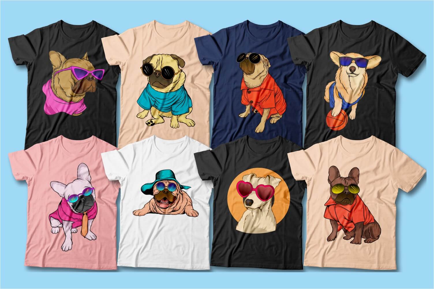 Dog Wearing Sunglasses Images of playing dogs and their avatars for design. 