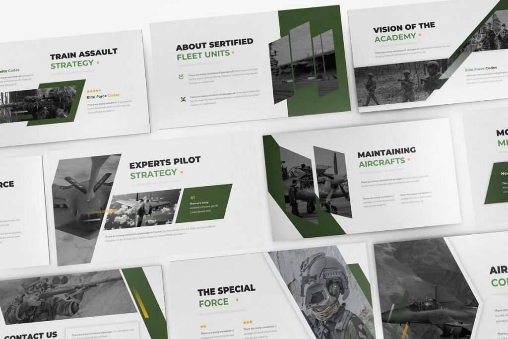 The Elite Forces Google Slides Template uses free fonts.