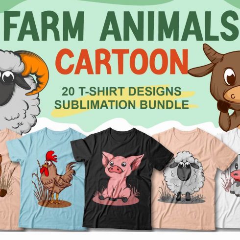 Farm Animals T-Shirt Designs cover image.