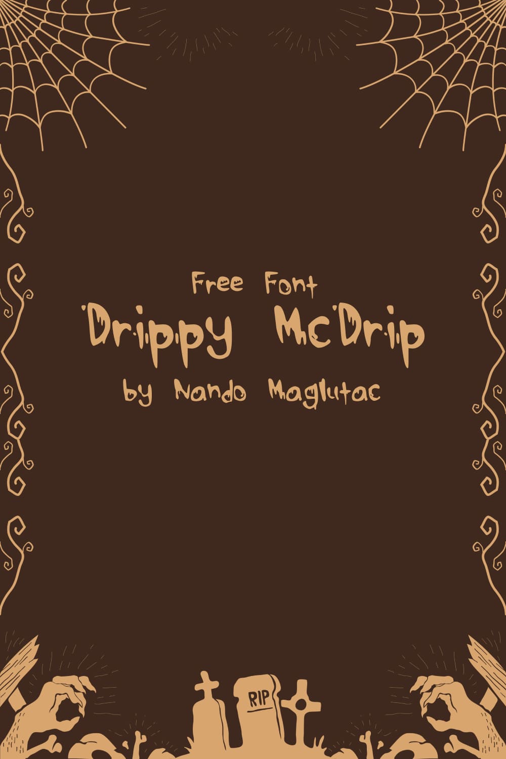 MasterBundles Free Drippy Font Halloween Pinterest Collage Image.