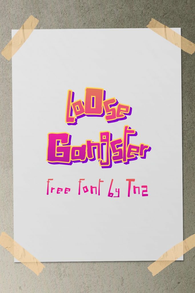 Free Gangster Font MasterBundles Pinterest Collage Image.