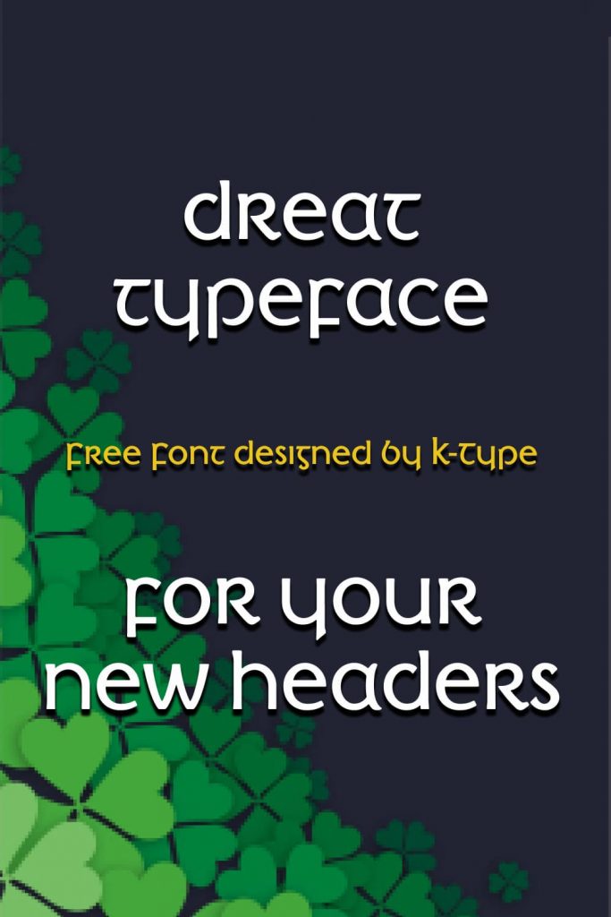 MasterBundles Free Irish Font Pinterest Preview with Example Phrase.