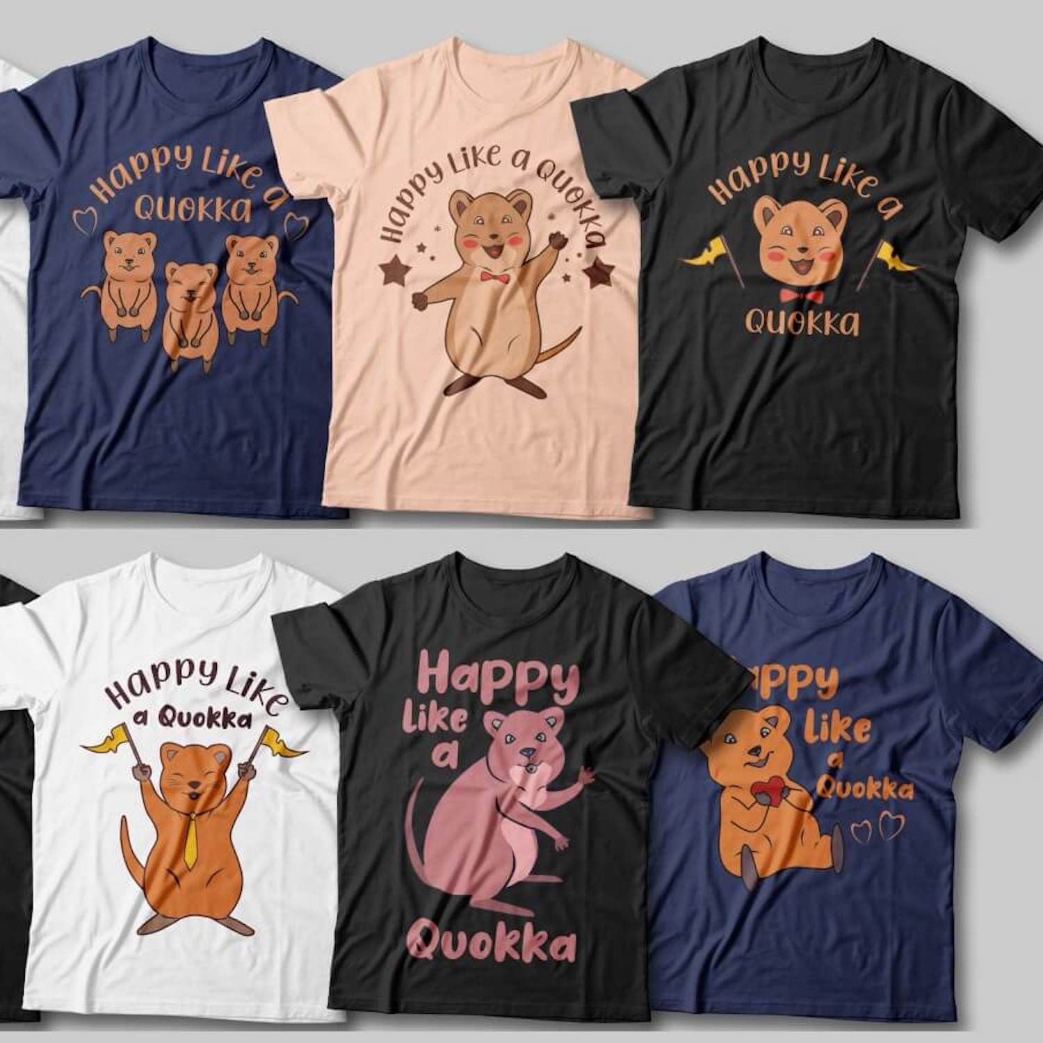 Happy Like a Quokka T-Shirt Bundle preview image.