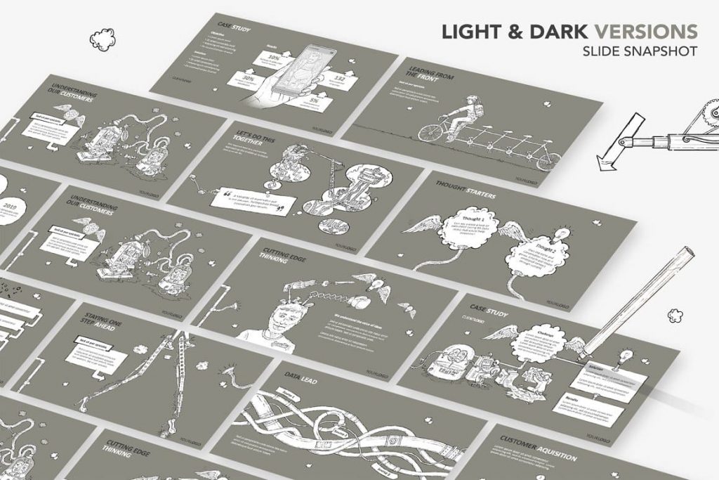 Light and dark versions Pro-Draw PowerPoint Template.