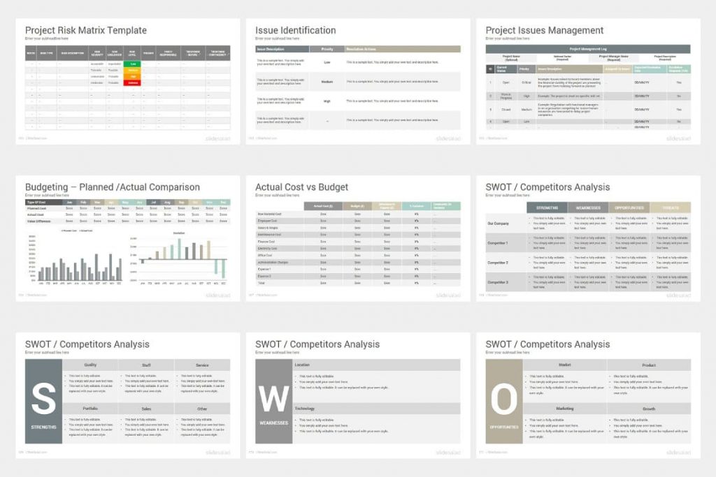 Slides SWOT Analysis Project Proposal PowerPoint Template.