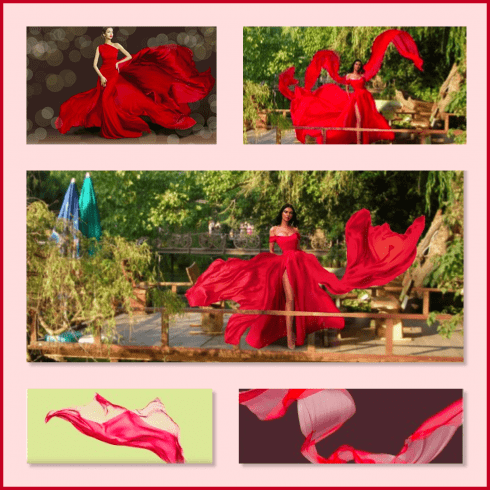 Red Flying Fabrics Overlays by MasterBundles.