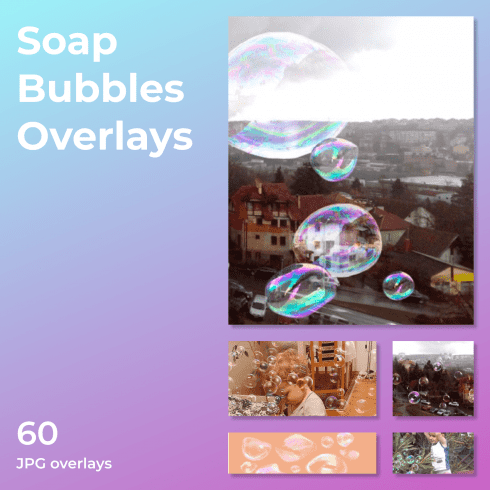 Soap Bubbles Overlays by MasterBundles Collage Image.