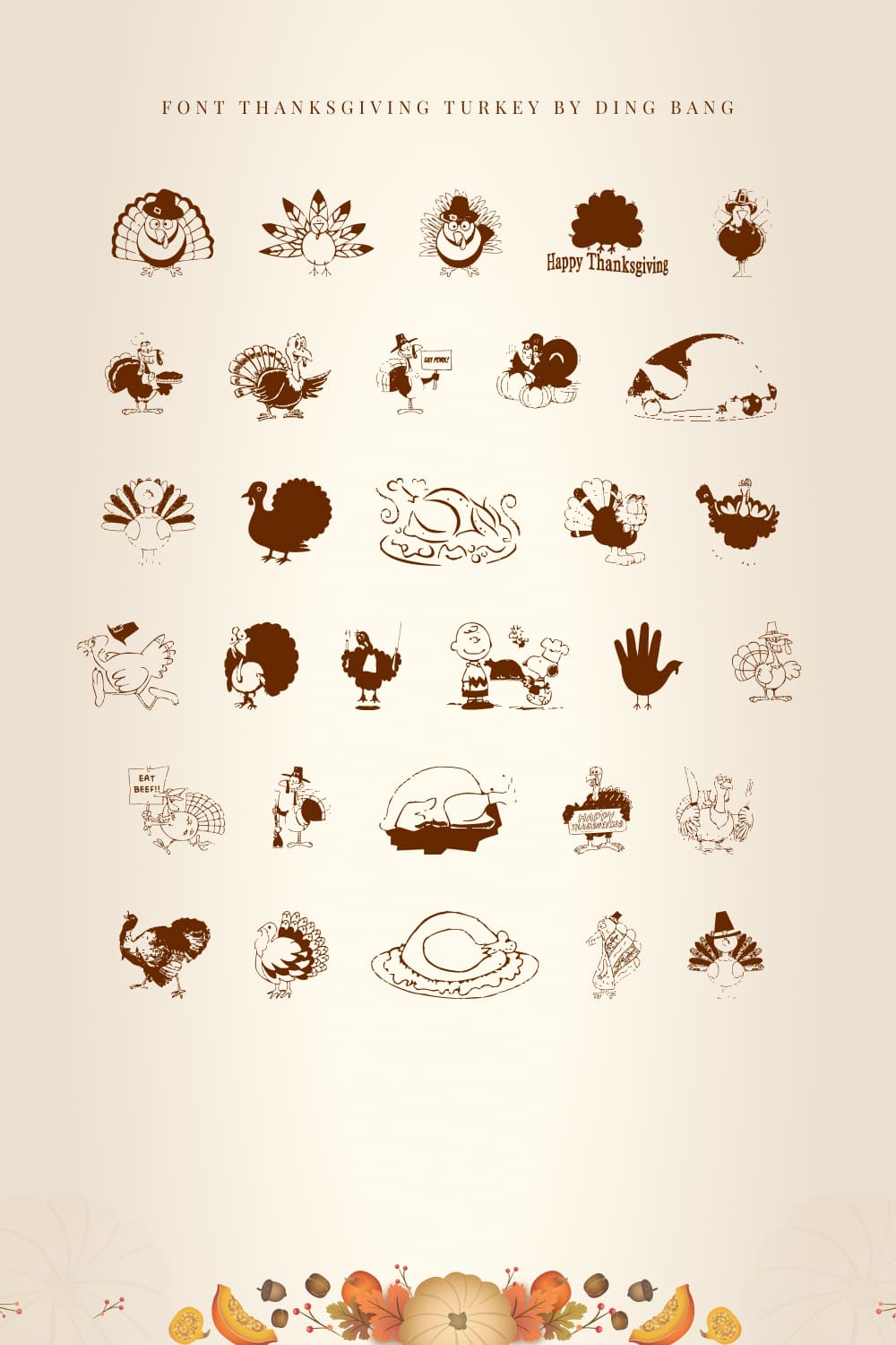 Thanksgiving Turkey Free Symbol Font Pinterest Collage Image.