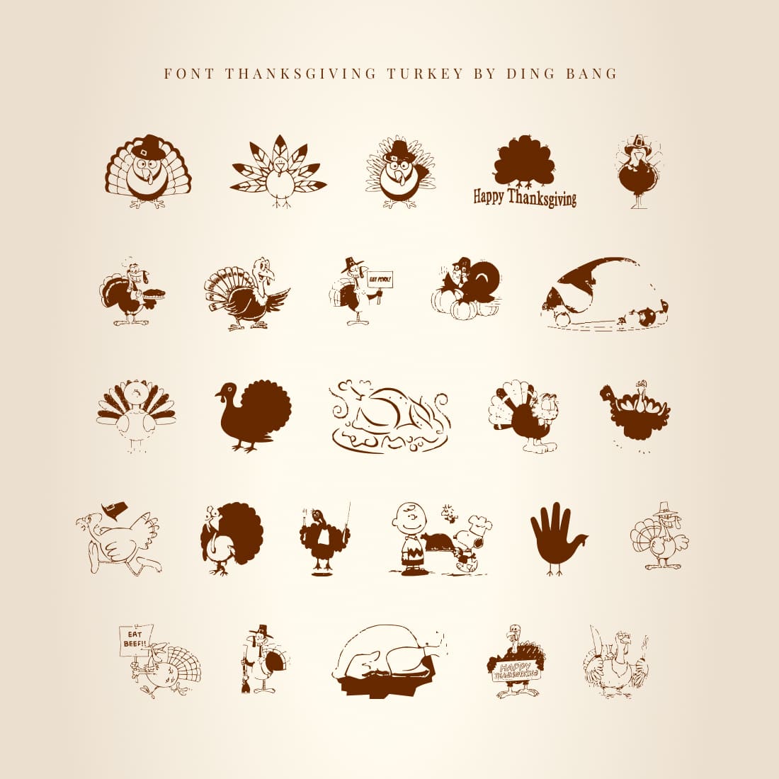 Thanksgiving Turkey Free Symbol Font Preview by MasterBundles.