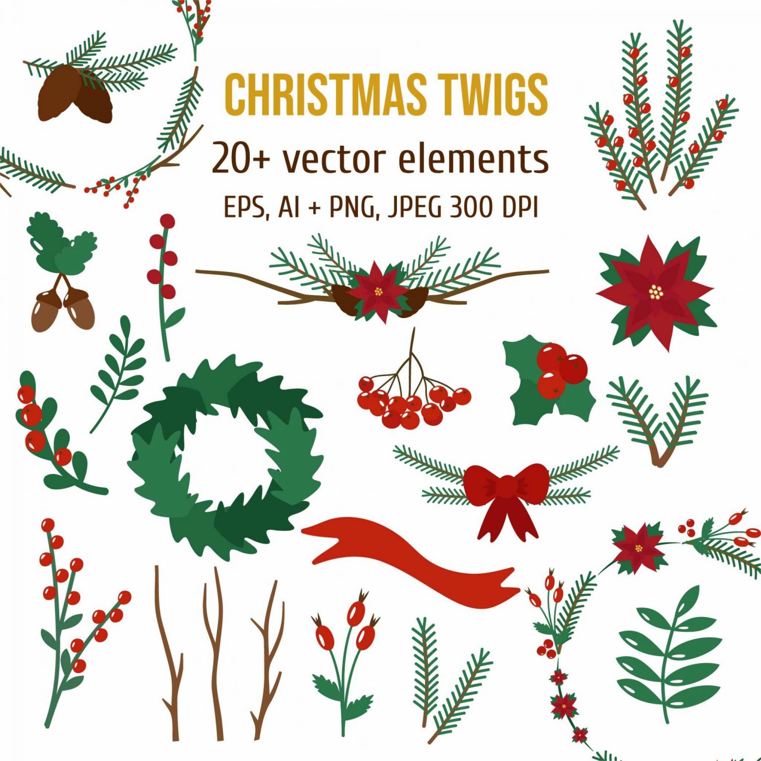 20+ Christmas Twigs Vector Set of Illustrations – MasterBundles