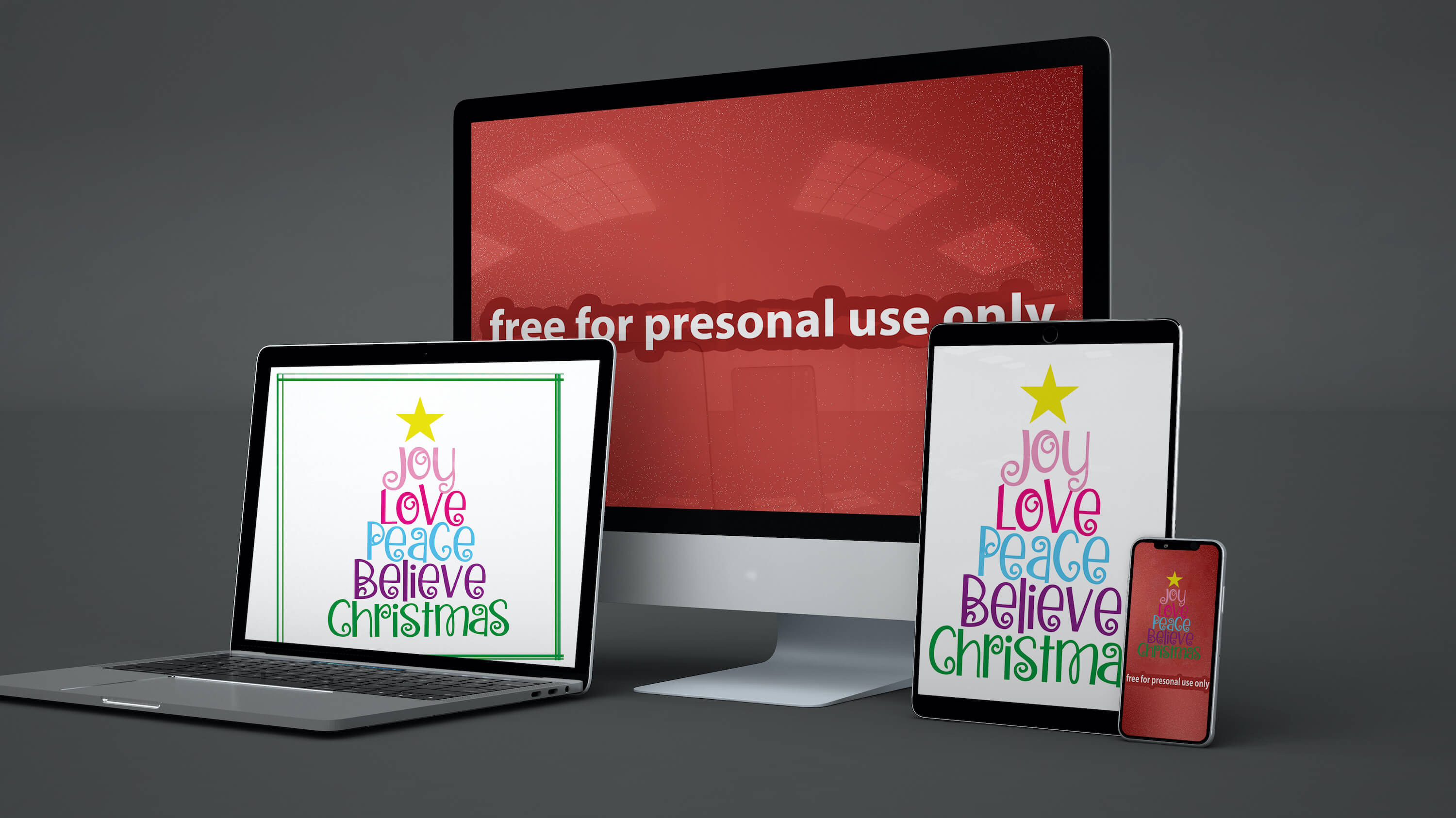 Joy love peace believe Christmas free SVG files facebook image.
