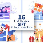 16 Colorful Wrapped Gift Box Online Delivery Illustrations cover image.