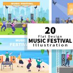 20 Music Festival Live Singing Performance Vector Illustration cover image.