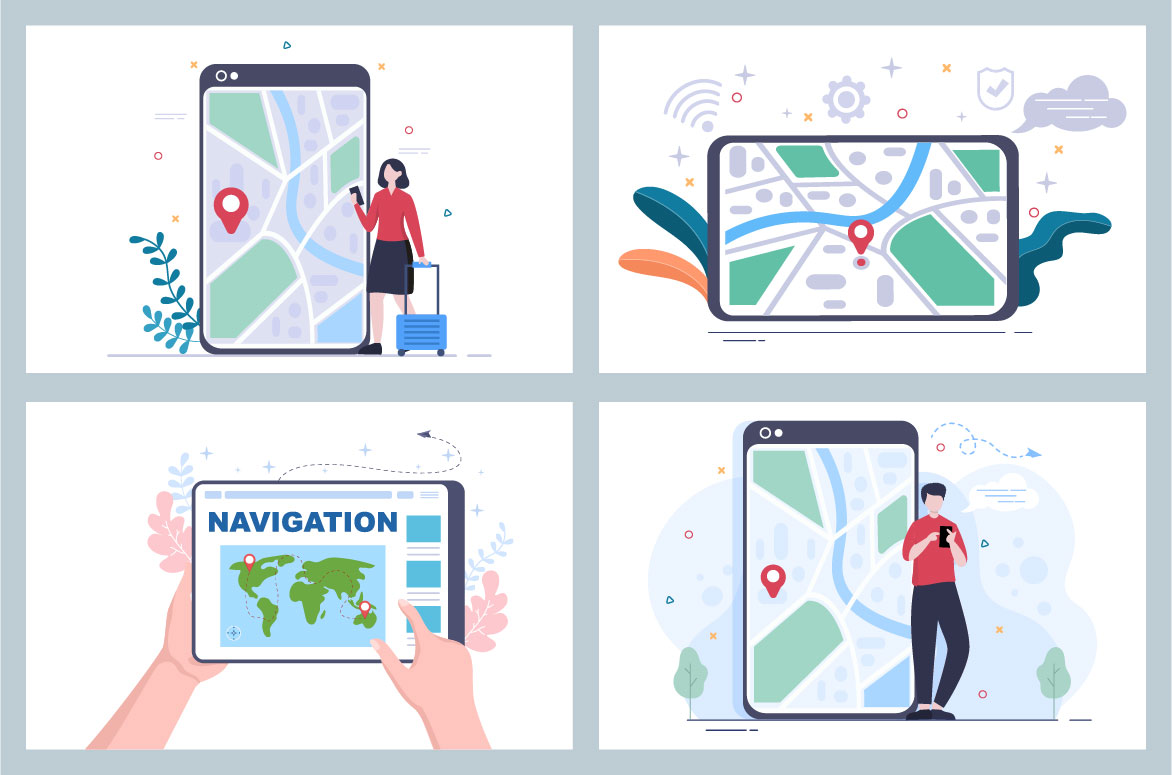 Navigation concept with pin pointer vector illustration. 