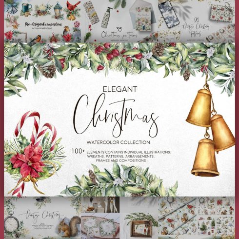 Elegant Christmas Watercolor Collection.