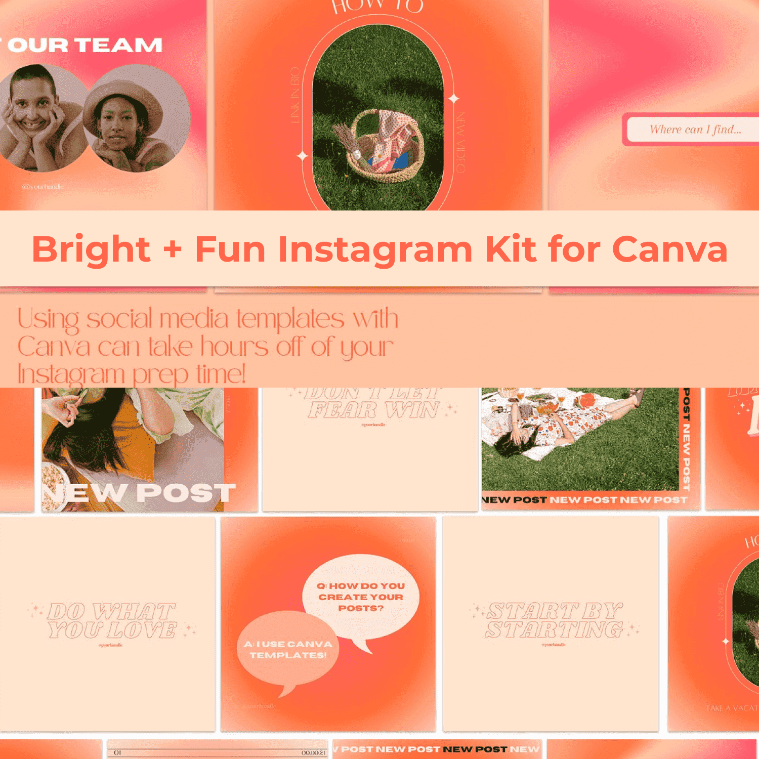 Bright + Fun Instagram Kit For Canva -"Using Social Media Templates With Canva Can Take Hours Off Your Instagram Prep Time".