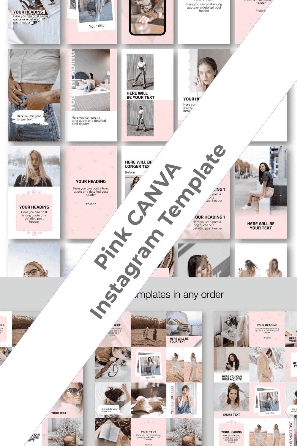 Pink CANVA Instagram Template - Use Templates In Any Order.