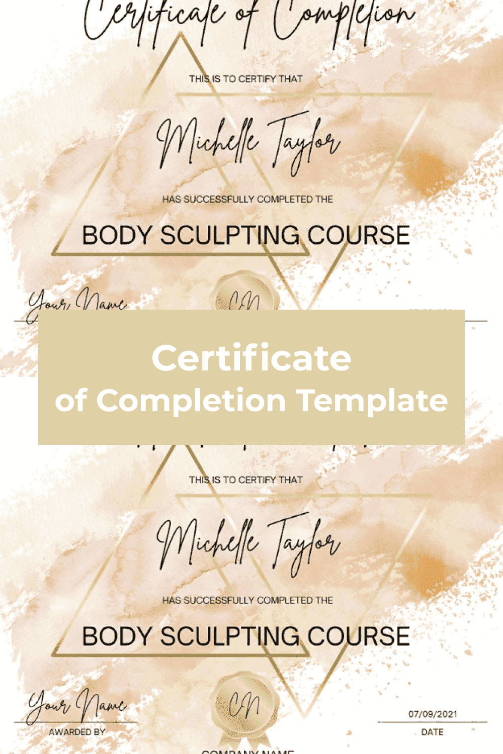 Certificate Of Completion Template: Awarded By, Date And Name..