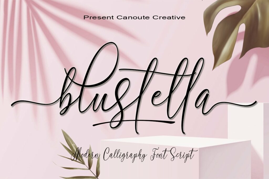 blustella a fonts of stylish calligraphy that have a varied base line, fine lines, classic and elegant touches.