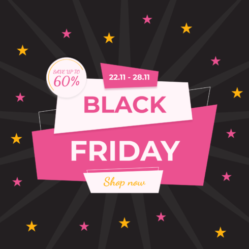 Free Pink & Black Black Friday Social Media Banners preview image.