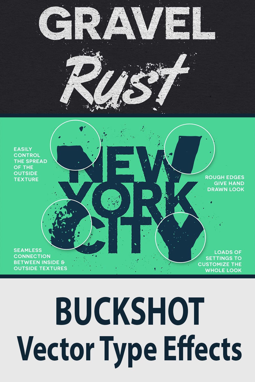 BUCKSHOT Vector Type Effects by MasterBundles Pinterest Collage Image.