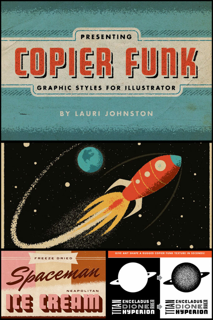 Copier Funk Graphic Styles by MasterBundles Pinterest Collage Image.
