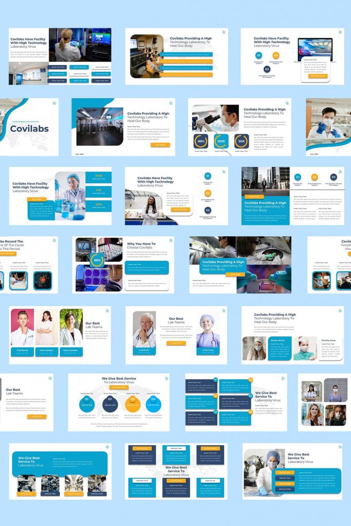 Covilabs - Covid Medical Powerpoint by MasterBundles Pinterest Collage Image.