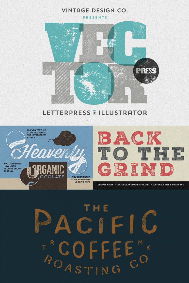 letterpress style illustrator download