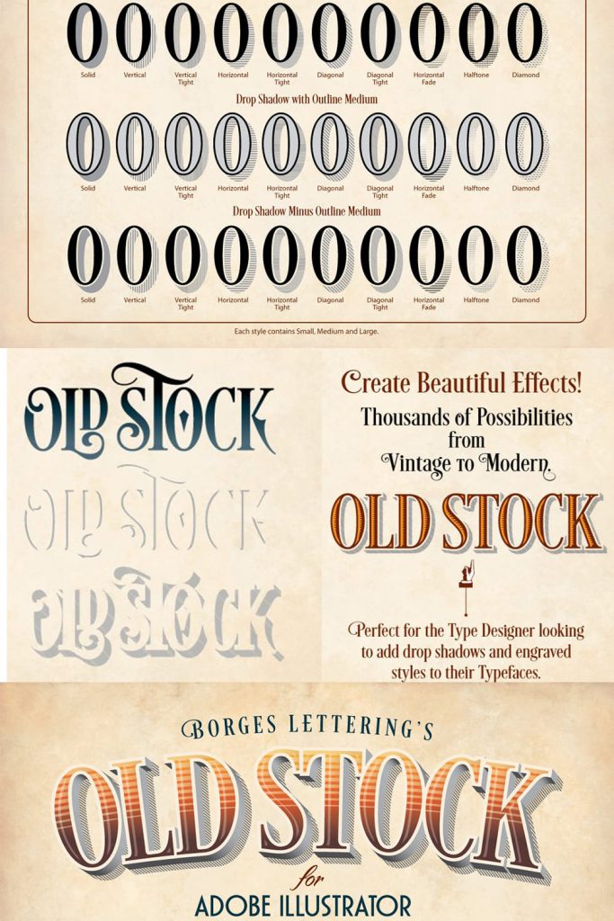 Old Stock-Illustrator Actions by MasterBundles Pinterest Collage Image.