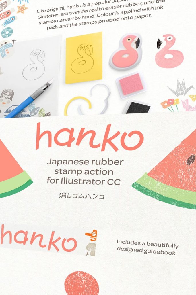 HANKO Stamp by MasterBundles Pinterest Collage Image.