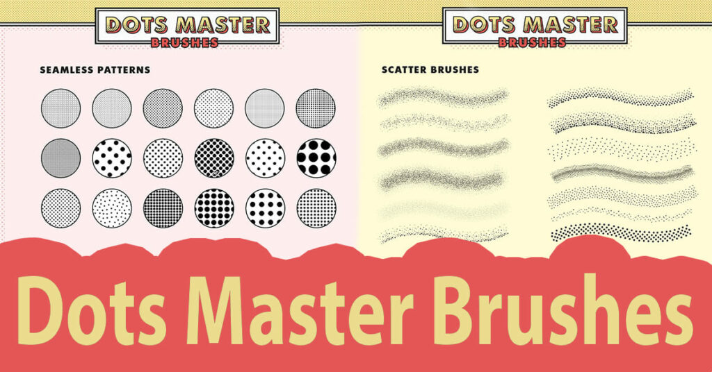 Dots Master Brushes by MasterBundles Facebook Collage Image.