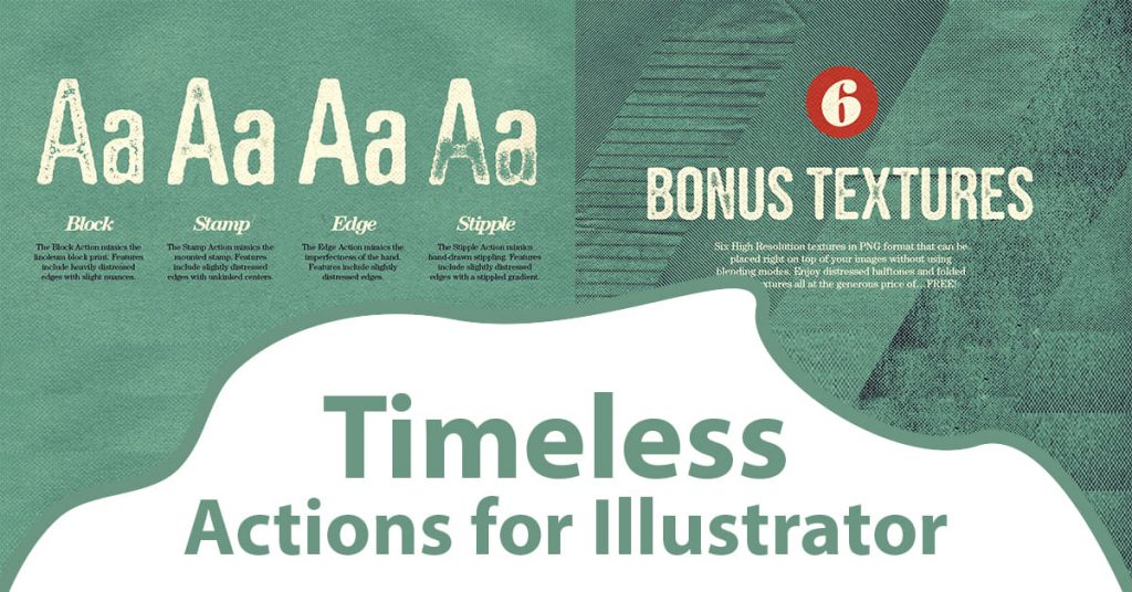 Timeless - Actions for Illustrator by MasterBundles Facebook Collage Image.